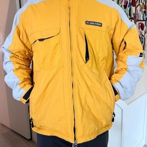 Abercrombie & Fitch Yellow and Gray Performance Jacket Weather-Resistant